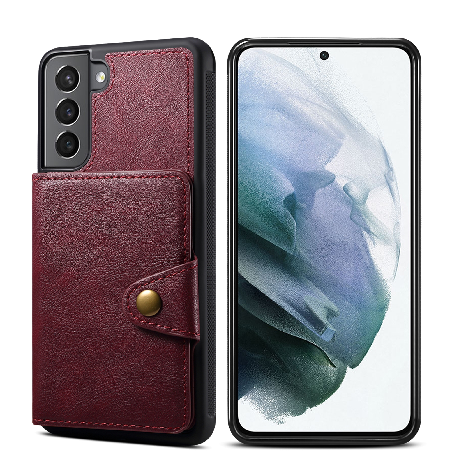

Корпус TPU Catch Advance Design Coated С Держателем Карты Для Samsung Galaxy S21 Plus 5G - Красный, Samsung Galaxy S21+
