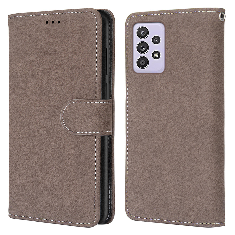 

Ретро Матовый Кожаный Чехол Для Samsung Galaxy A52 4G / 5G Cover Cover Colect - Кофе, Galaxy A52 5G