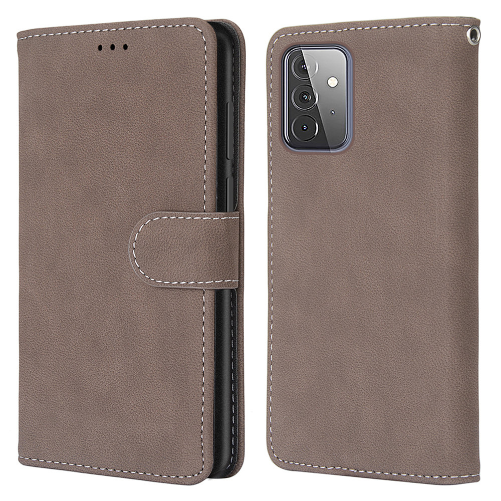 

Retro Matte Leather Phone Case Stand Card Holder for Samsung Galaxy A72 4G/5G - Coffee, Galaxy A72 5G