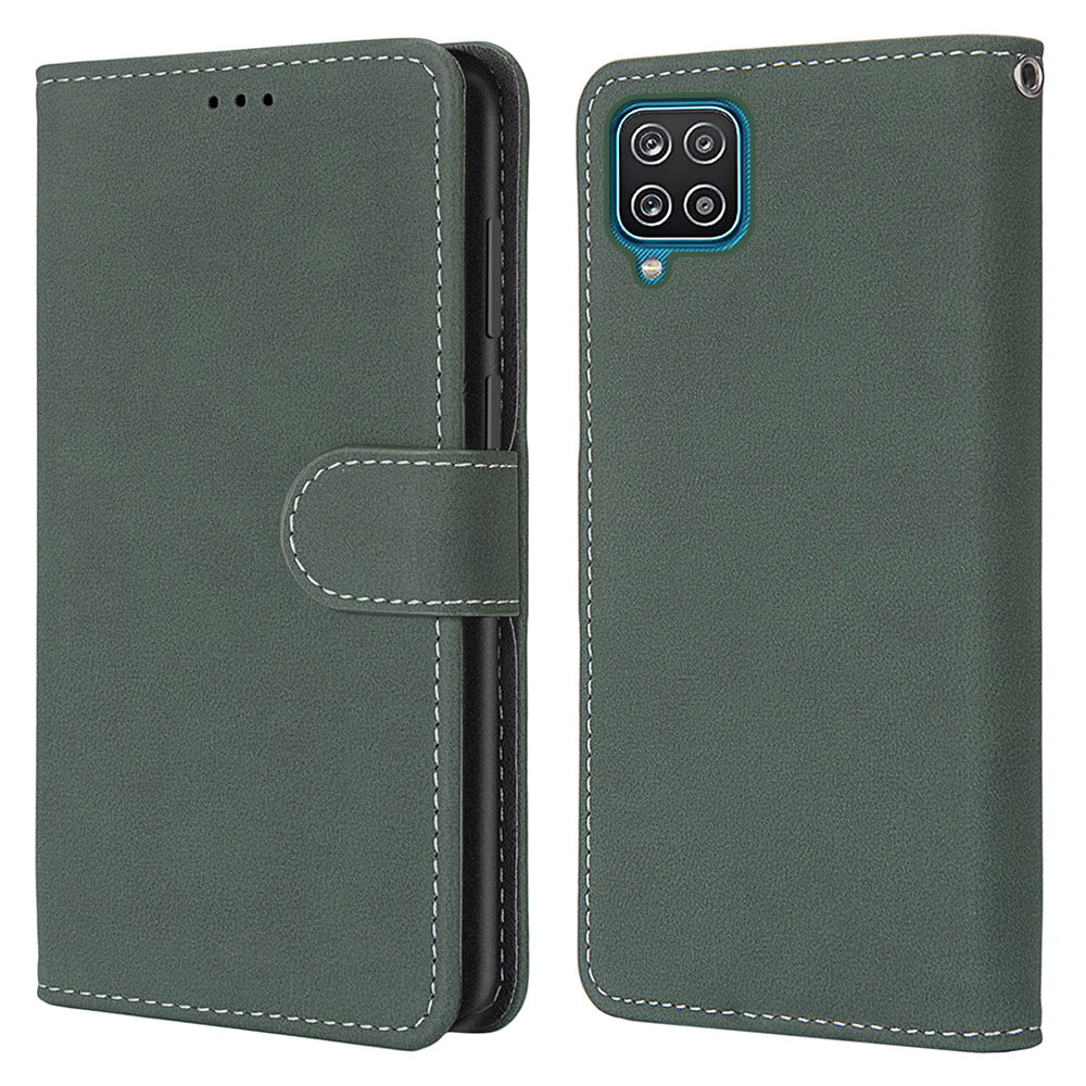 

Retro Style Matte Wallet Stand Leather Phone Protective Case Cover for Samsung Galaxy A12 / M12 - Green, Galaxy A12