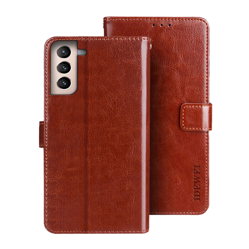 

IDEWEI Wallet Design Crazy Horse Texture Leather Mobile Casing for Samsung Galaxy S21 5G - Brown, Galaxy S21 5G