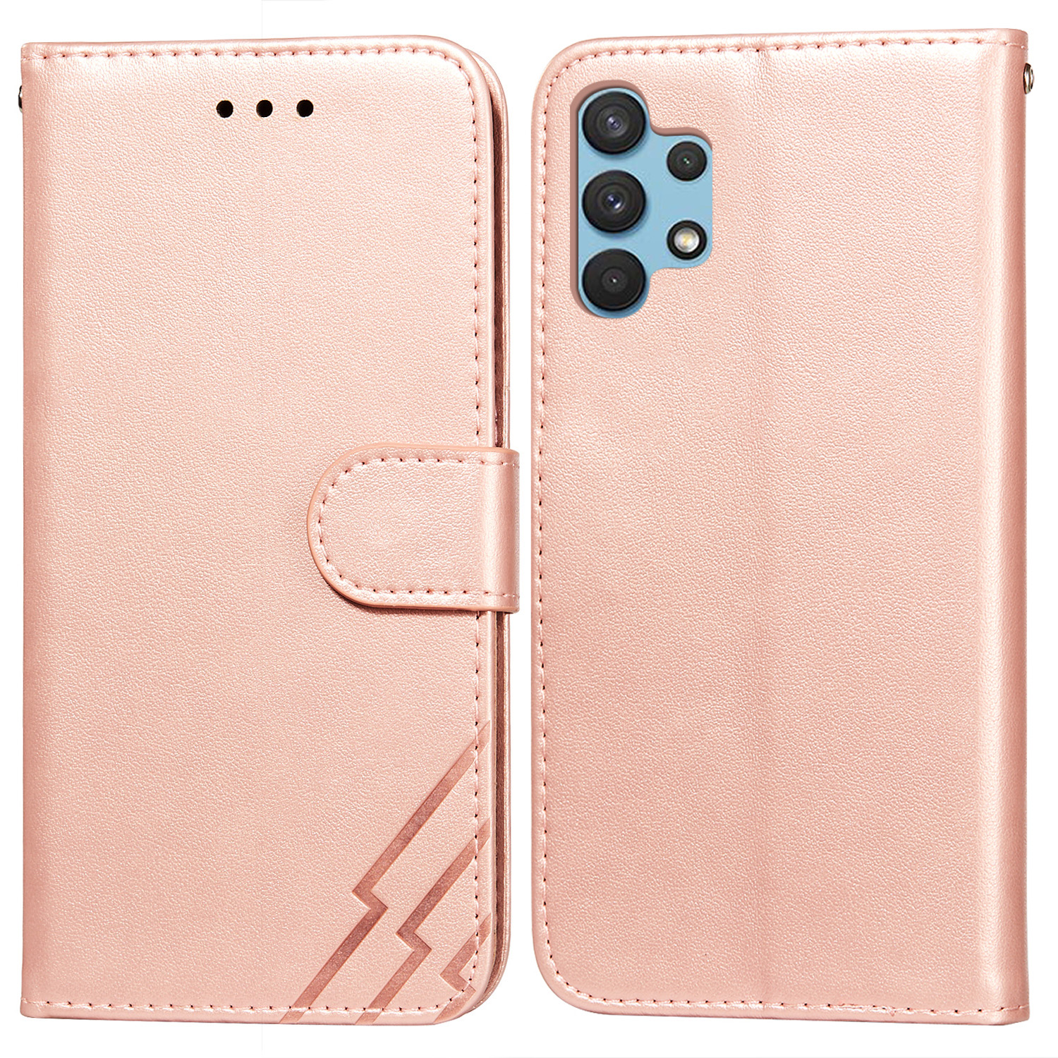 

Imprint Design Leather Wallet Stand Phone Cover Case for Samsung Galaxy A32 4G (EU Version) - Rose Gold, Galaxy A32 4G (EU Version)