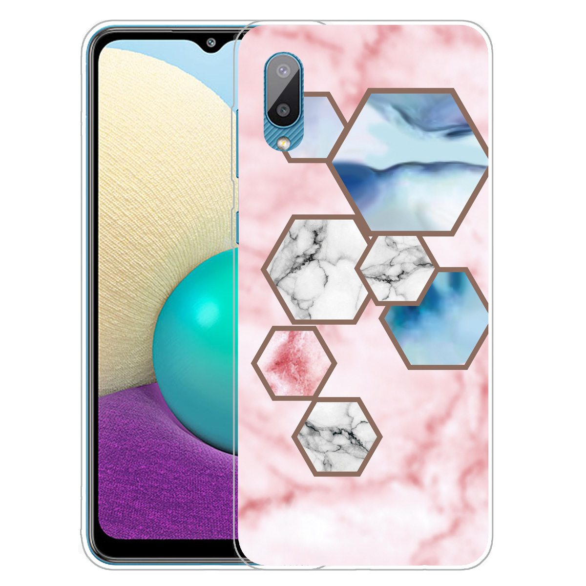 

Marble Pattern Soft TPU Mobile Phone Back Case Cover Protector for Samsung Galaxy M02 / A02 - Style B, Galaxy A02