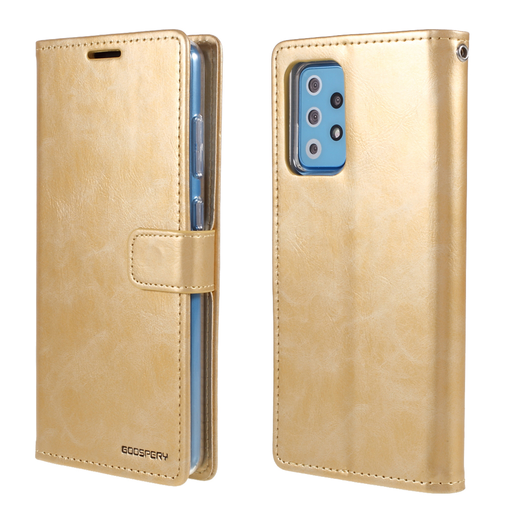 

MERCURY GOOSPERY Blue Moon Wallet Leather Cover for Samsung Galaxy A72 5G / 4G - Gold, Galaxy A72 5G