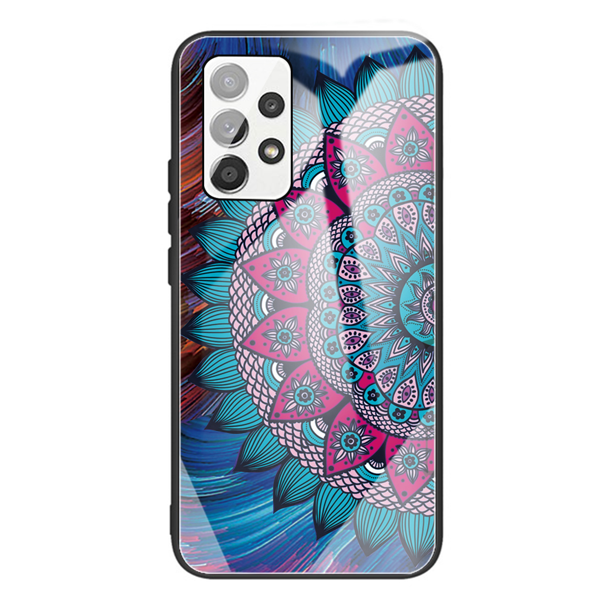 

Pattern Printing Tempered Glass + TPU Hybrid Phone Case Cover for Samsung Galaxy A72 4G/5G - Abstract Flower, Galaxy A72 5G