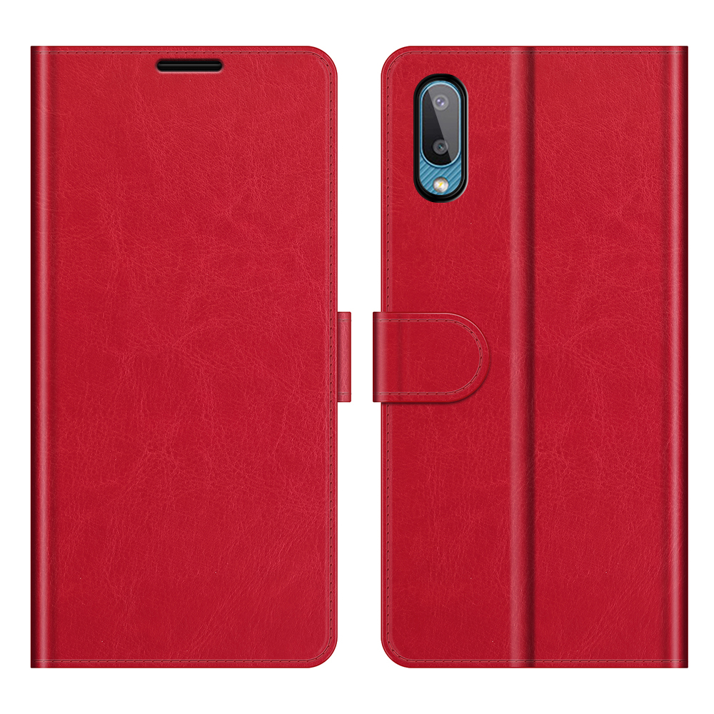 

Crazy Horse Wallet Stand Leather Shell for Samsung Galaxy M02 / Galaxy A02 - Red, Galaxy M02