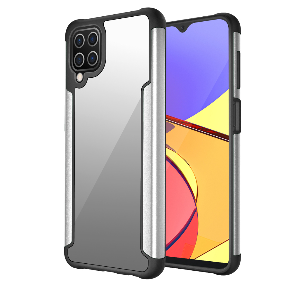 

Full Protection Drop Resistant Metal + TPU + Plastic Hybrid Back Cover for Samsung Galaxy A12 - Silver, Galaxy A12