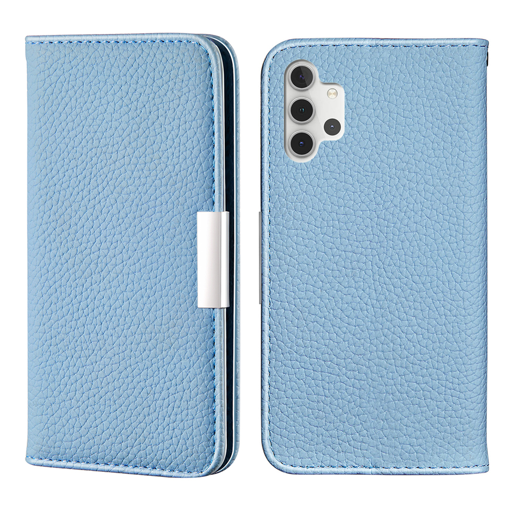 

Metal Buckle Automatic absorption Litchi Skin Leather Cover with Card Holder for Samsung Galaxy A32 5G - Blue, Galaxy A32 5G