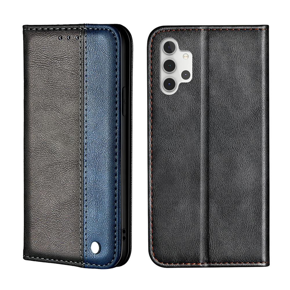

Business Style Cover Splicing Leather Protector with Card Holder for Samsung Galaxy A32 5G/M32 5G Stand Case - Blue, Galaxy A32 5G