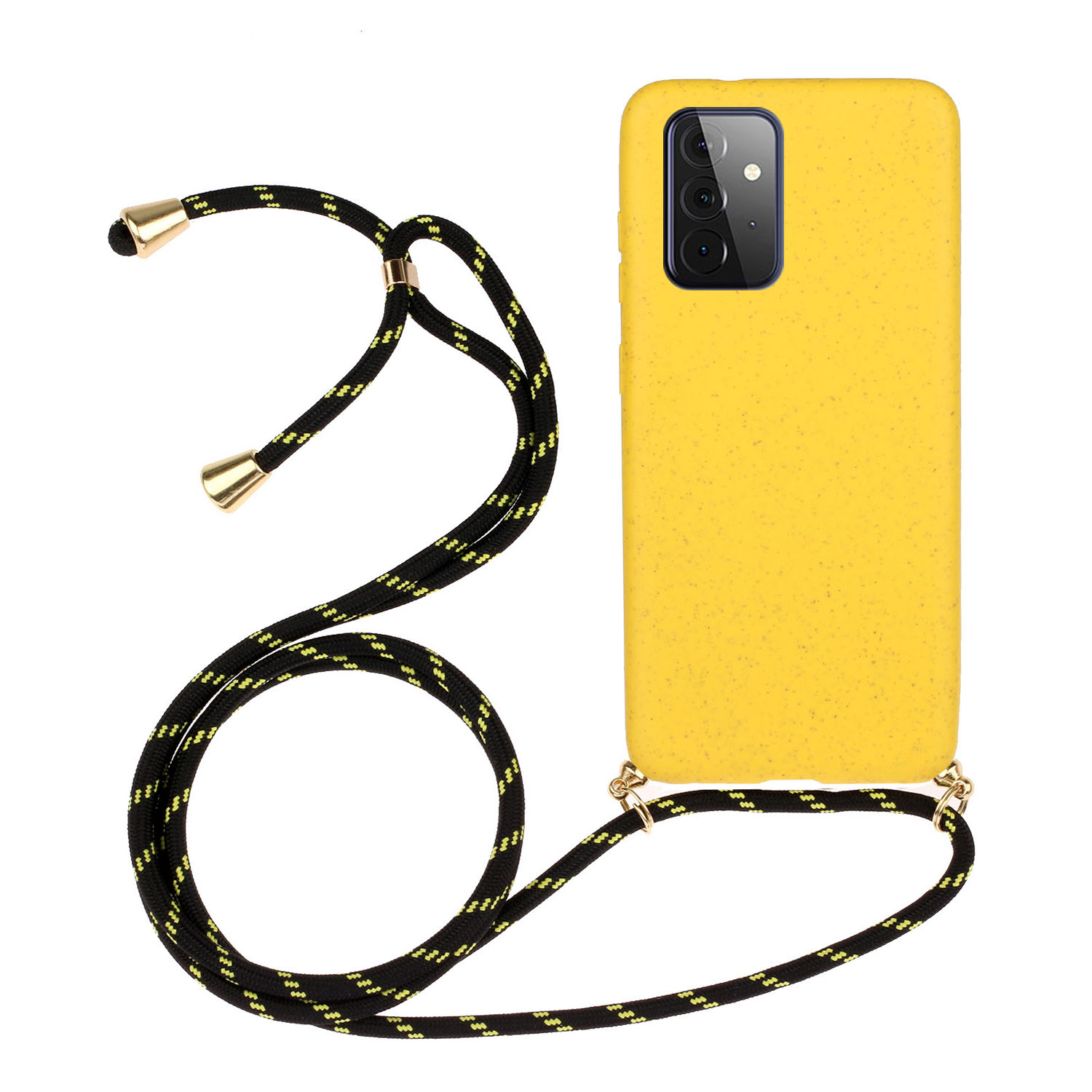 

Eco-Friendly Natural Wheat Straw Soft TPU Phone Case with Multi-function Strap for Samsung Galaxy A72 5G / 4G - Yellow, Galaxy A72 5G