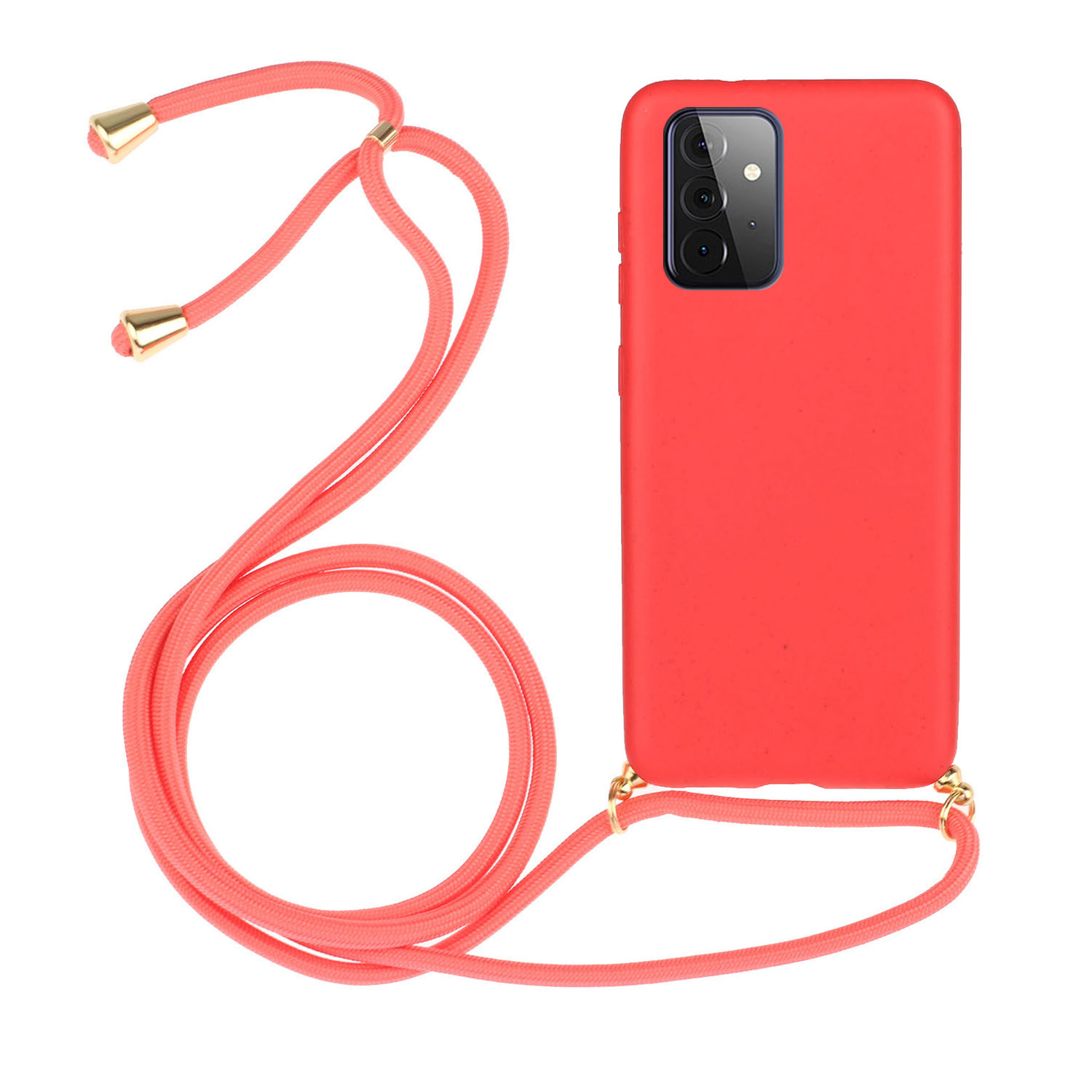 

Eco-Friendly Natural Wheat Straw Soft TPU Phone Case with Multi-function Strap for Samsung Galaxy A72 5G / 4G - Red, Galaxy A72 5G