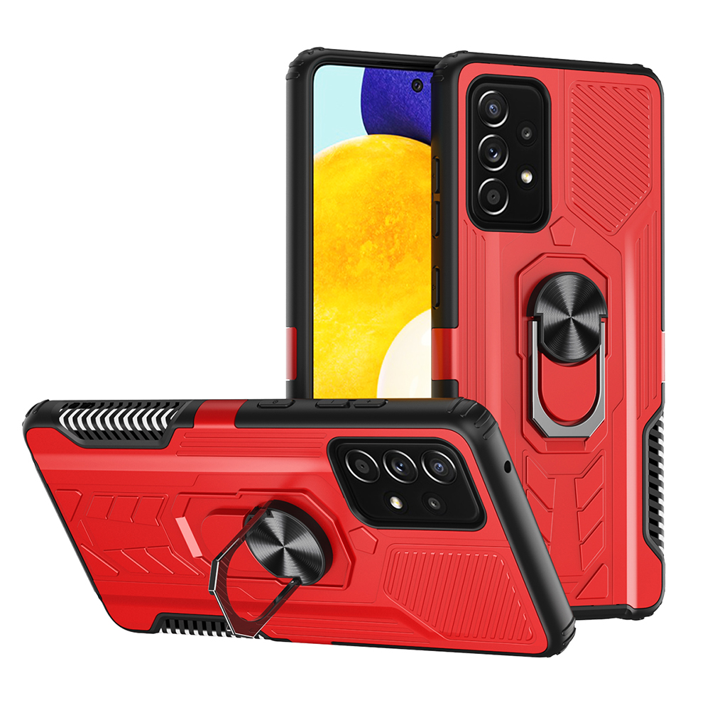 

TPU + Пластиковый Телефон Крышки С Металлическим Кольцом Для Белья [встроенный Магнитный Лист] Для Samsung Galaxy A52 5G / 4G. - Красный, Galaxy A52 5G