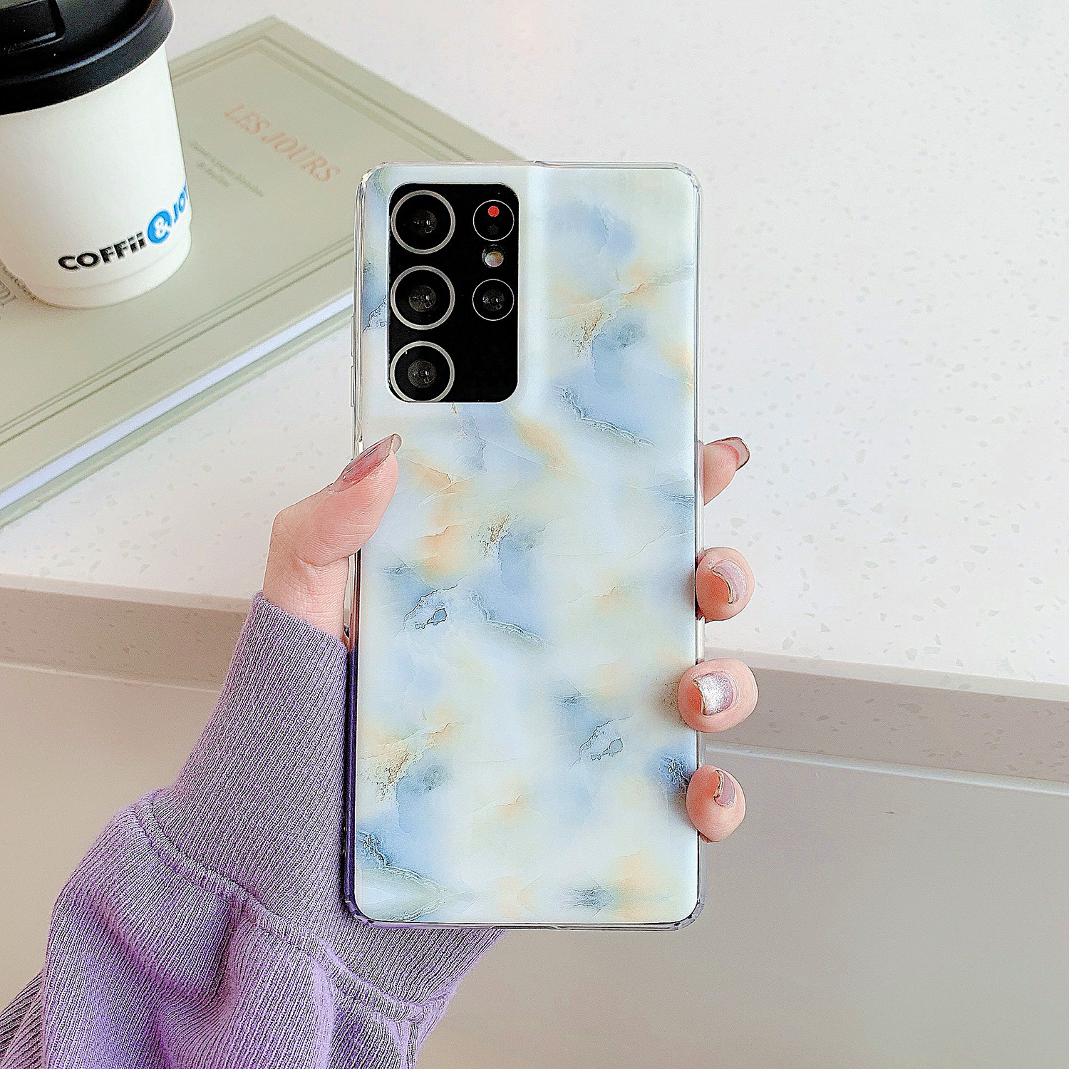 

Marble Pattern Matte TPU Phone Case Cover for Samsung Galaxy S21 Ultra 5G - Blue, Galaxy S21 Ultra 5G