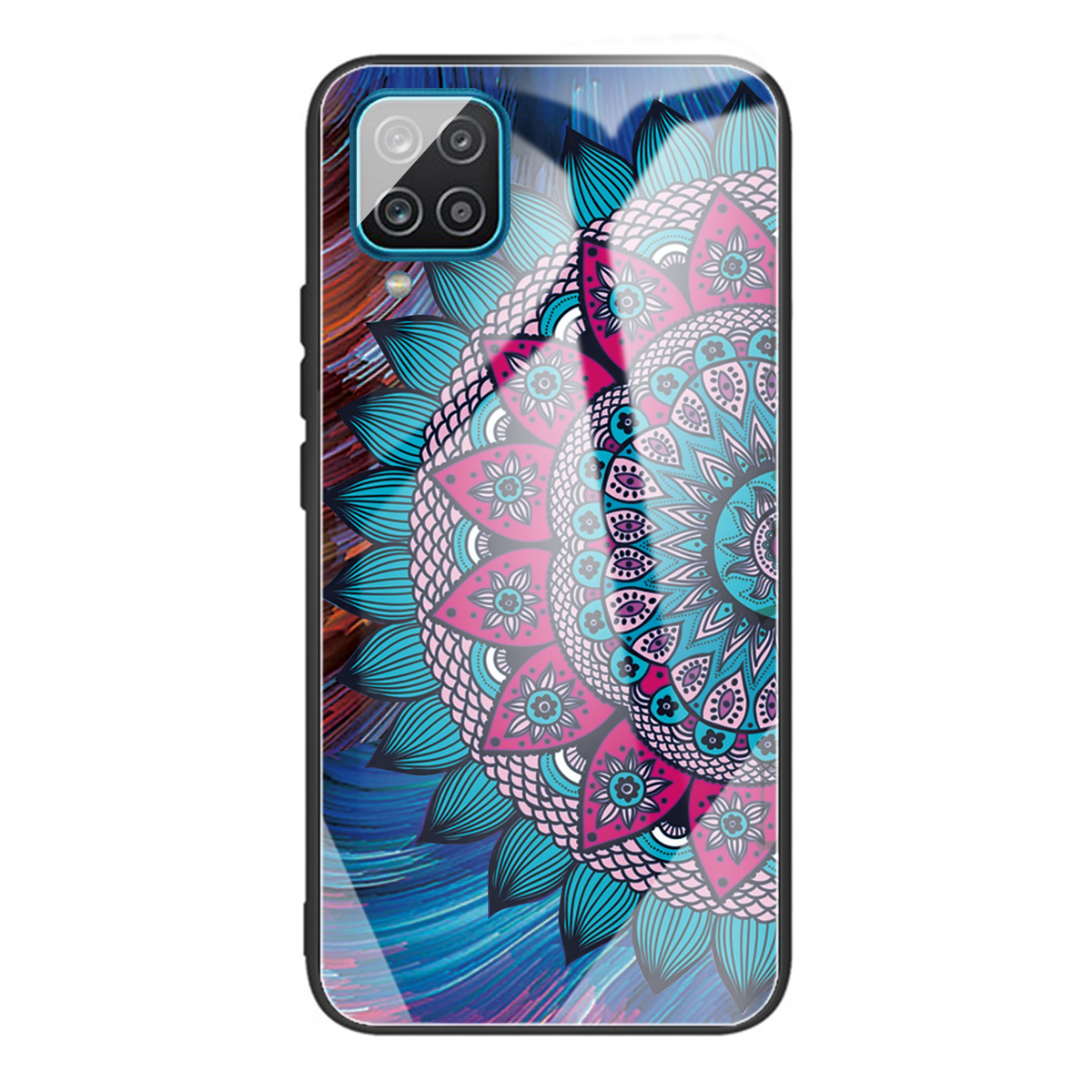 

Tempered Glass + TPU Hybrid Phone Case Cover with Pattern Printing Design for Samsung Galaxy F62/M62 - Abstract Flower, Samsung Galaxy F62