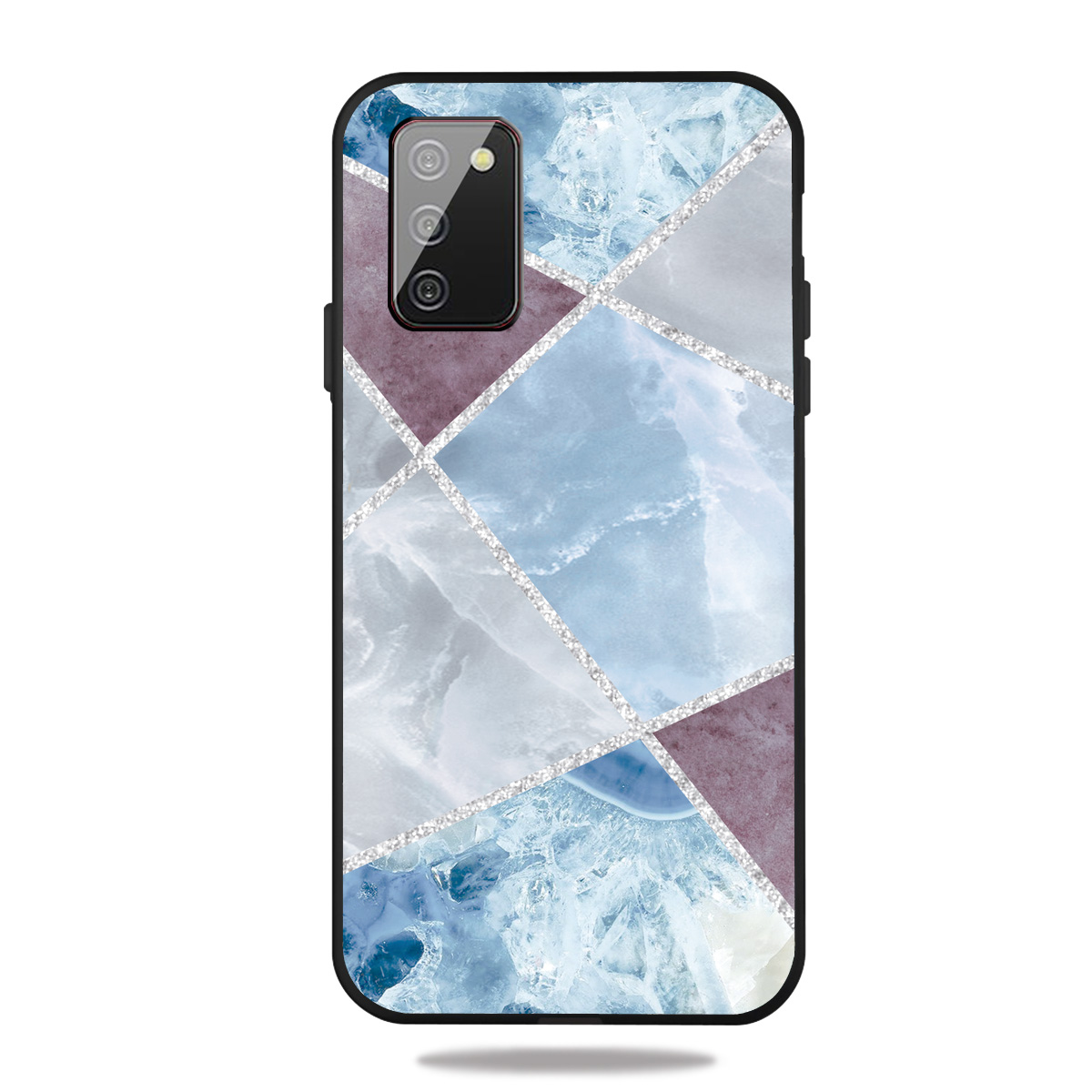 

Fashion Marble Pattern Printing Matte Black TPU Phone Cover for Samsung Galaxy A02s (164.2x75.9x9.1mm) - Blue/Grey, Galaxy A02s (164.2x75.9x9.1mm)
