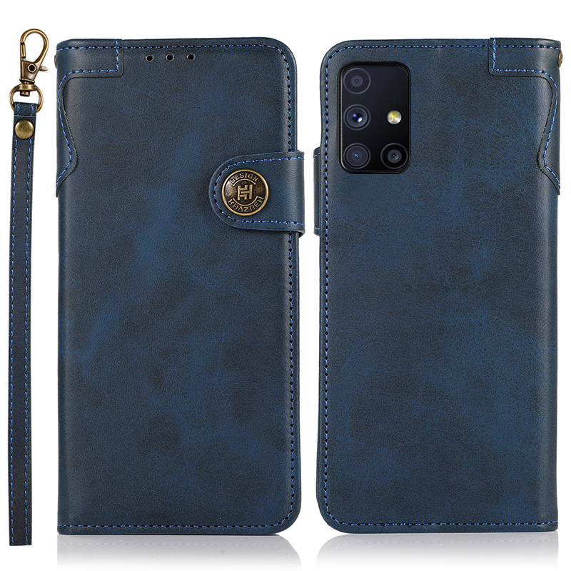 

KHAZNEH Shockproof PU Leather Stand Wallet Mobile Phone Cover for Samsung Galaxy M51 - Blue, Galaxy M51