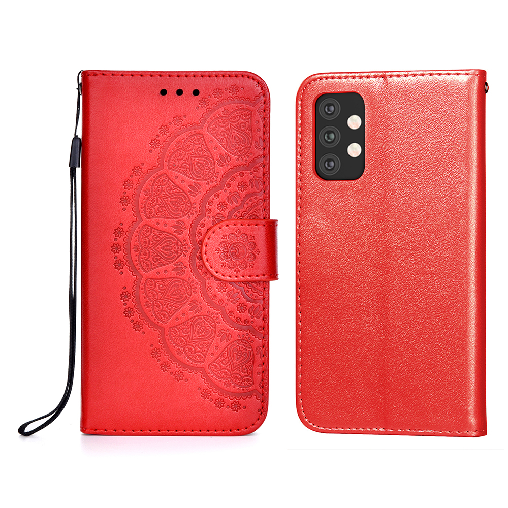 

Imprint Mandala Flower Leather Wallet Cover Case for Samsung Galaxy A32 5G/M32 5G - Red, Galaxy A32 5G