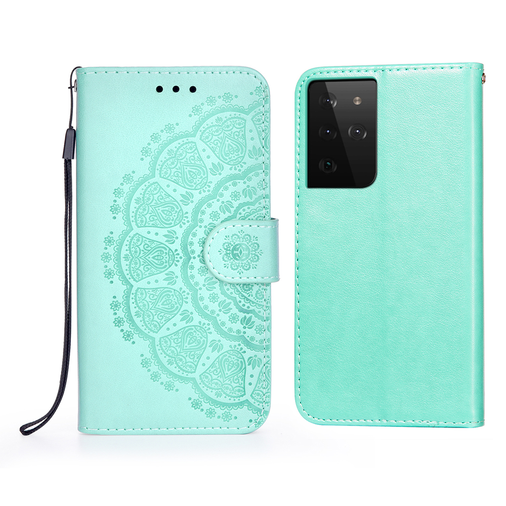 

Imprint Mandala Flower Leather Shell Для Samsung Galaxy S21 Ultra 5G - Зеленый, Galaxy S21 Ultra 5G