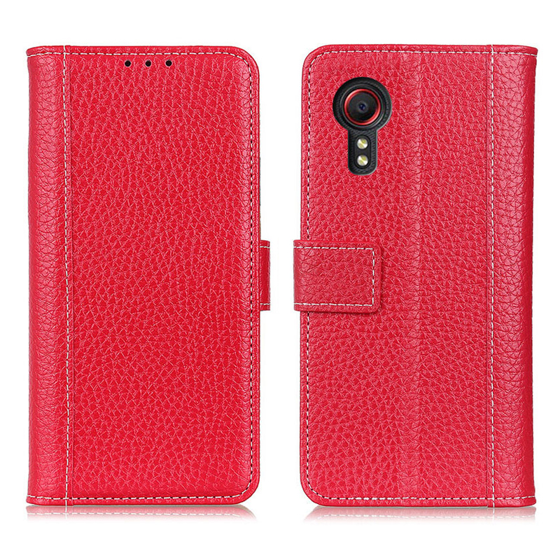 

Contrast Color Design Folio Flip Litchi Текстура Кошелек Кожаный Чехол Для Samsung Galaxy XCover 5 - Красный, Galaxy Xcover 5