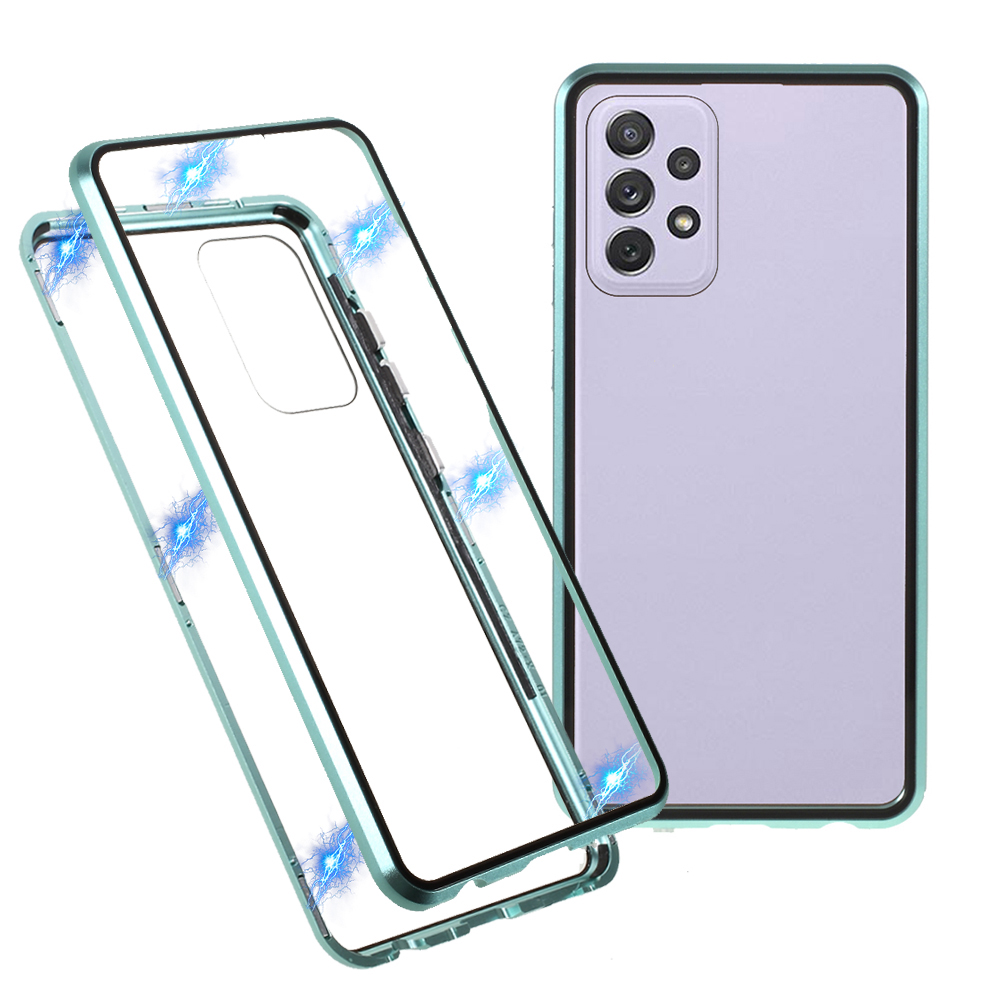 

HD Double-sided Tempered Glass + Lock Installation Metal Magnetic Frame Case for Samsung Galaxy A72 4G / 5G - Green, Galaxy A72 5G