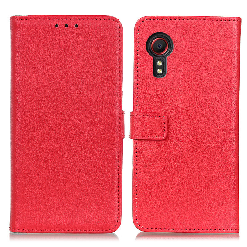 

Litchi Коже Кожаный Кошелек Стенд Футляр Для Samsung Galaxy XCover 5 - Красный, Galaxy Xcover 5
