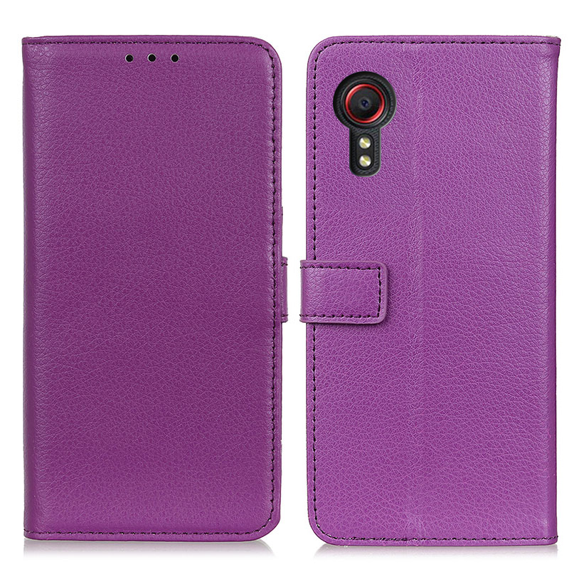 

Litchi Skin Leather Wallet Stand Case for Samsung Galaxy Xcover 5 - Purple, Galaxy Xcover 5