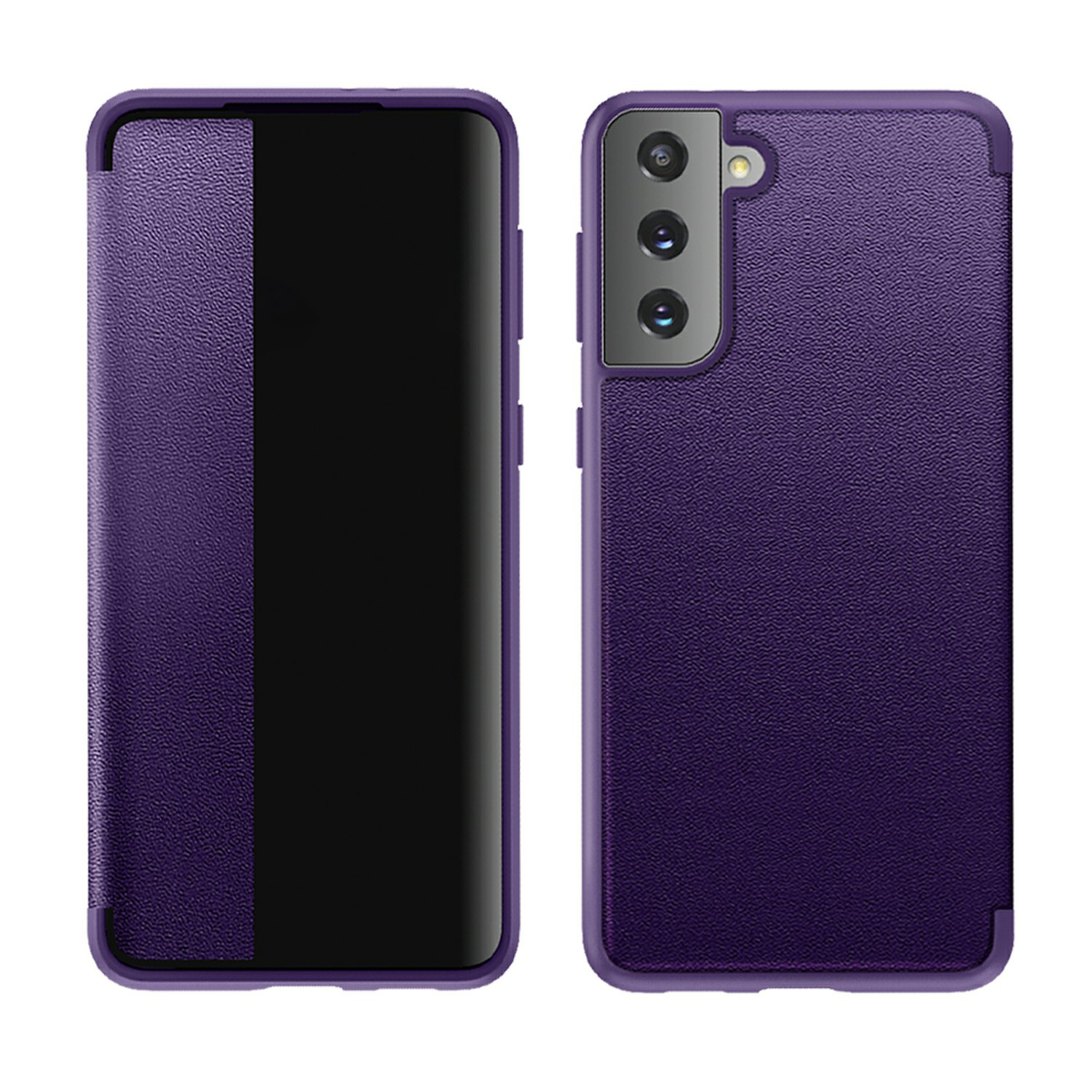 

Elegant Style Anti-drop Leather Flip Case for Samsung Galaxy S21 5G/4G Mobile Phone Protector Shell - Purple, Galaxy S21 4G