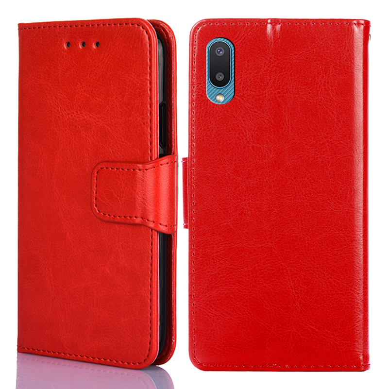 

Кошелек Стенд Дизайн Кожа Защитный Чехол Для Samsung Galaxy A02 / M02 - Красный, Galaxy A02
