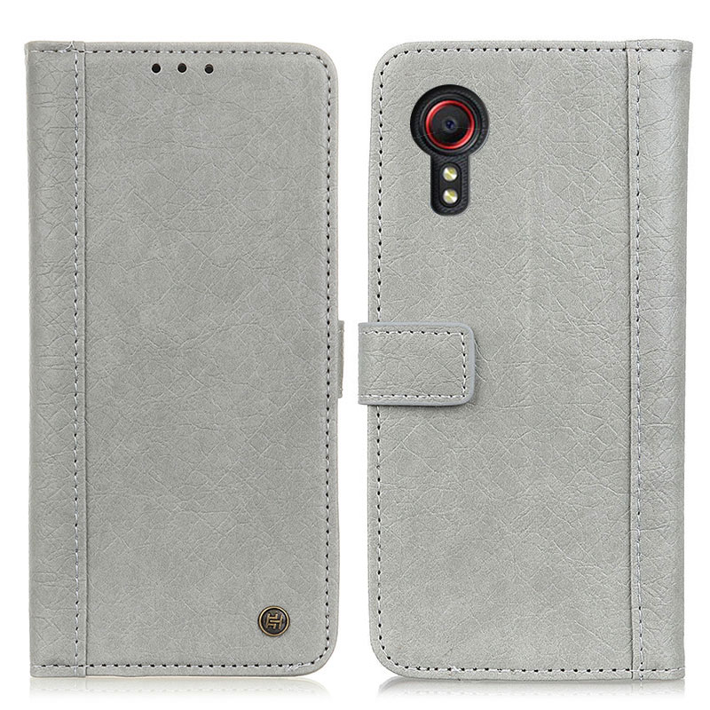 

Носорог Зерно Кожаный Кошелек Скользкий Чехол Для Samsung Galaxy XCover 5 - Серый, Galaxy Xcover 5