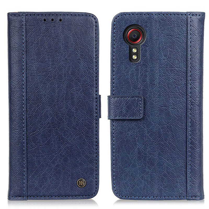 

Носорог Зерно Кожаный Кошелек Скользкий Чехол Для Samsung Galaxy XCover 5 - Синий, Galaxy Xcover 5
