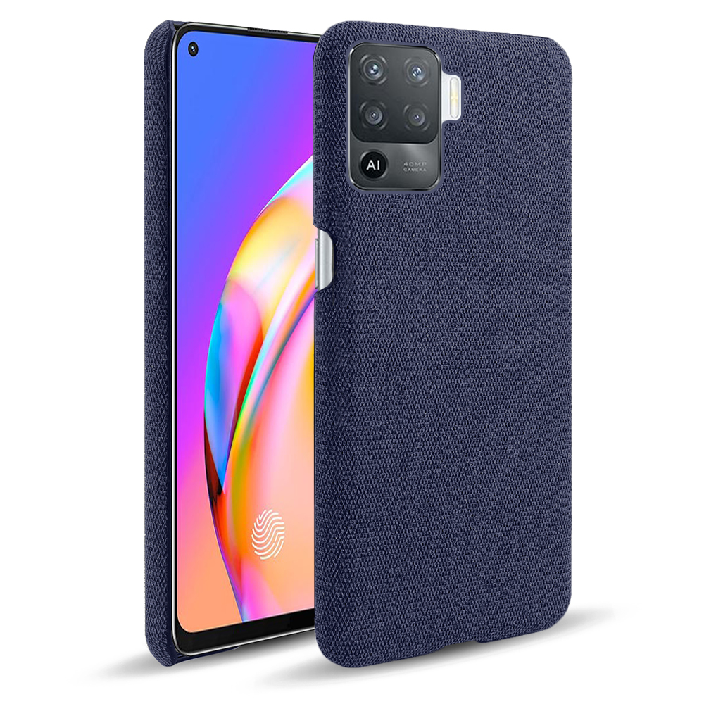 

KSQ Gut Geschützte Festkörpertuchtextur Kunststoff Hartdecker Hülle Für Oppo F19 Pro/A94/Reno5 Lite - Blau, Oppo Reno5 Lite