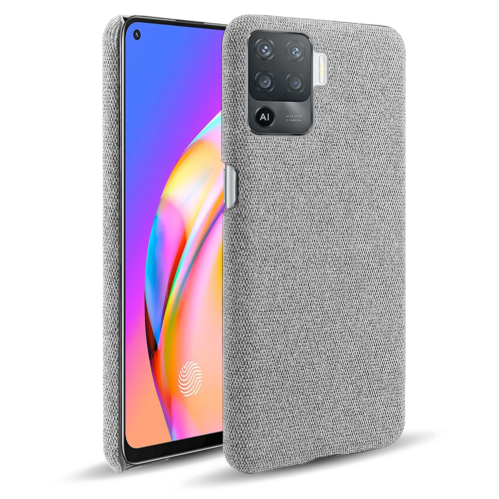 

KSQ Gut Geschützte Festkörpertuchtextur Kunststoff Hartdecker Hülle Für Oppo F19 Pro/A94/Reno5 Lite - Hellgrau, Oppo Reno5 Lite