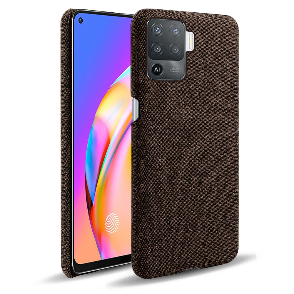 

KSQ Gut Geschützte Festkörpertuchtextur Kunststoff Hartdecker Hülle Für Oppo F19 Pro/A94/Reno5 Lite - Braun, Oppo Reno5 Lite