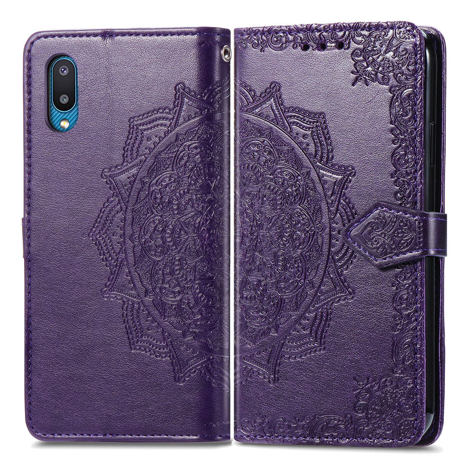 

Embossed Mandala Flower Leather Wallet Case for Samsung Galaxy A02 - Purple, Galaxy A02