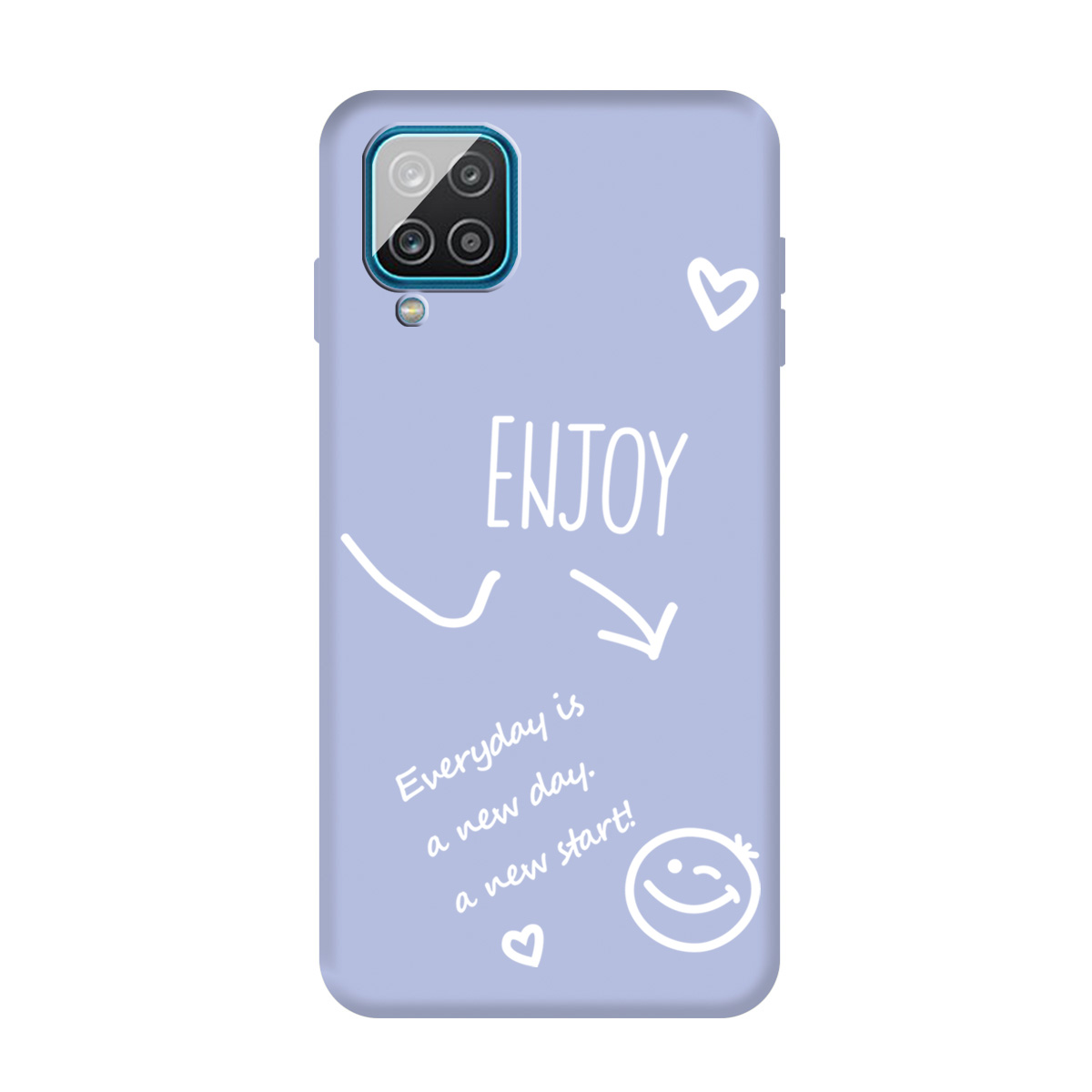 

Наслаждайтесь Улыбкой Pattern Mateed Matte TPU Защита Телефона Чехол Для Samsung Galaxy A12 - Фиолетовый, Galaxy A12