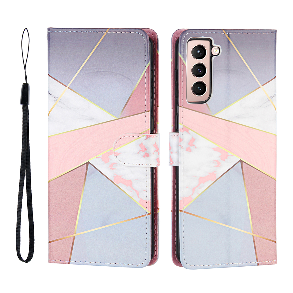 

Full Protection Stylish Pattern Printing PU Leather Phone Cover Case for Samsung Galaxy S21 5G - Geometry, Galaxy S21 5G