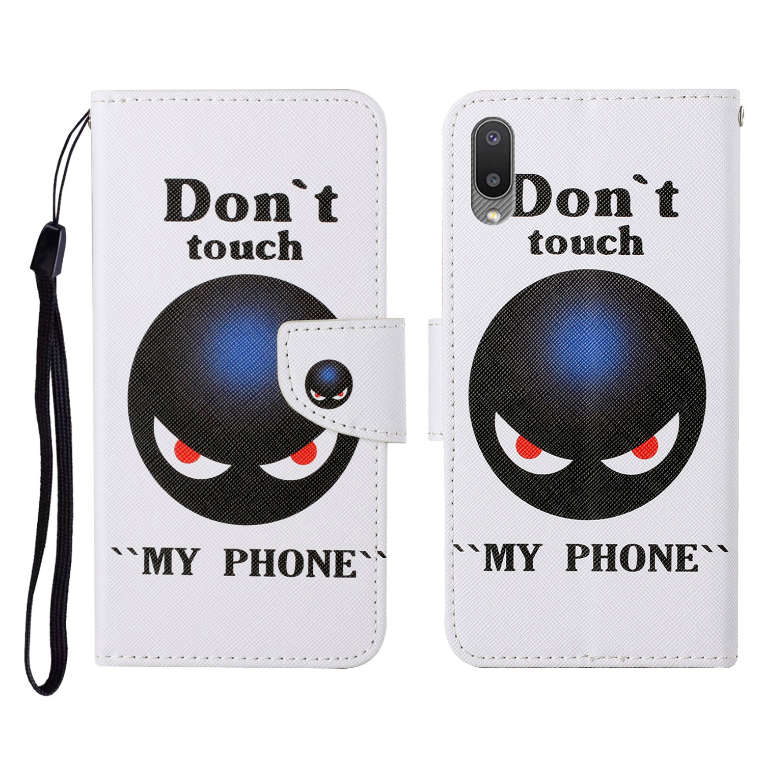 

Full Protection Stylish Pattern Printing Cross Texture PU Leather Phone Cover Case with Stand for Samsung Galaxy A02/M02 - Don't Touch My Phone, Galaxy A02