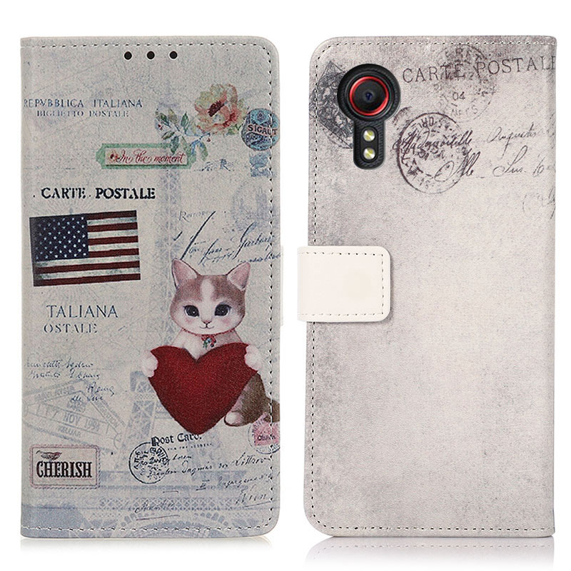

Pattern Printing Stand Wallet PU Leather Phone Cover Shell Protector for Samsung Galaxy Xcover 5 - Cat, Samsung Galaxy Xcover 5