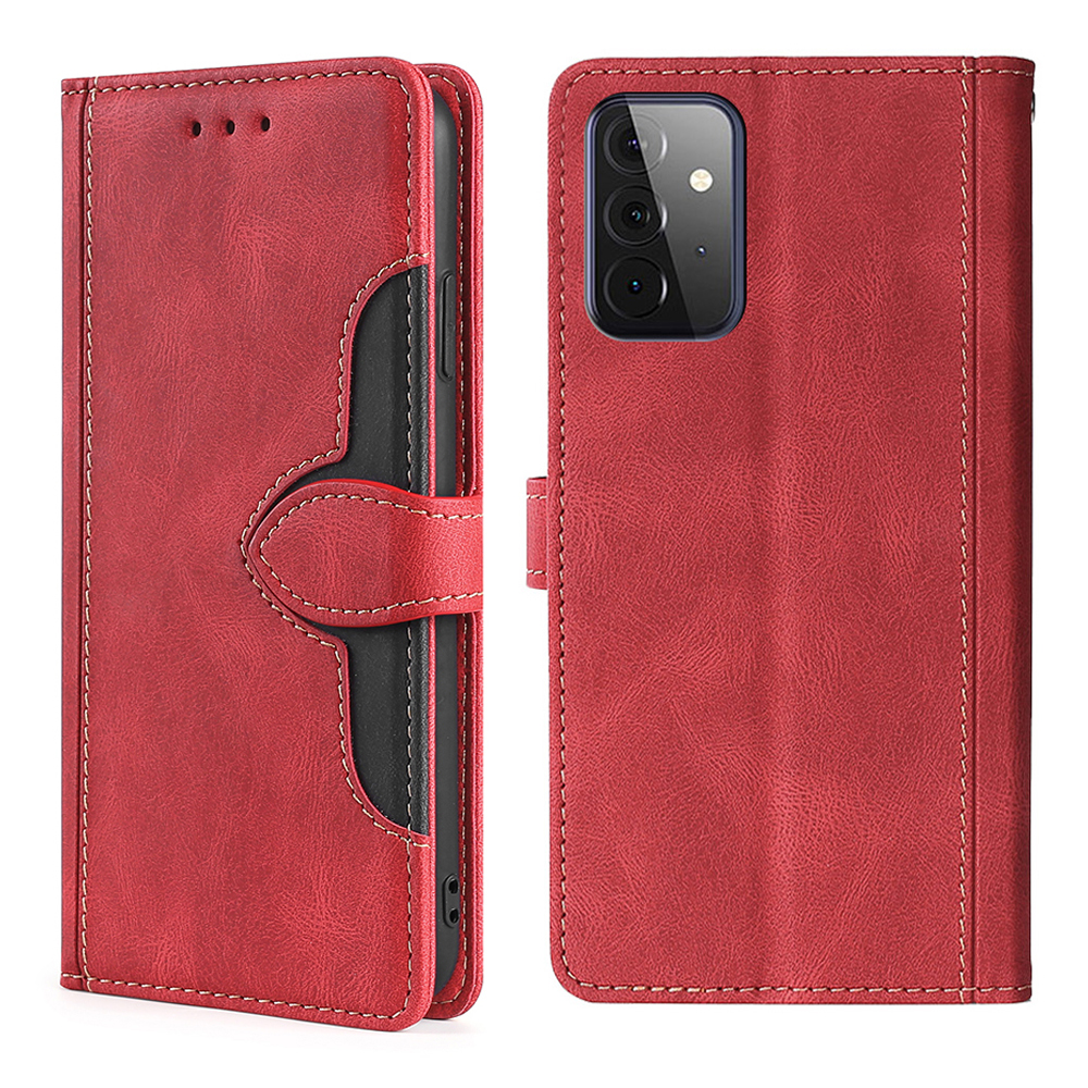 

Contrast Color Leather Phone Cover Case for Samsung Galaxy A72 4G/5G - Red, Galaxy A72 4G