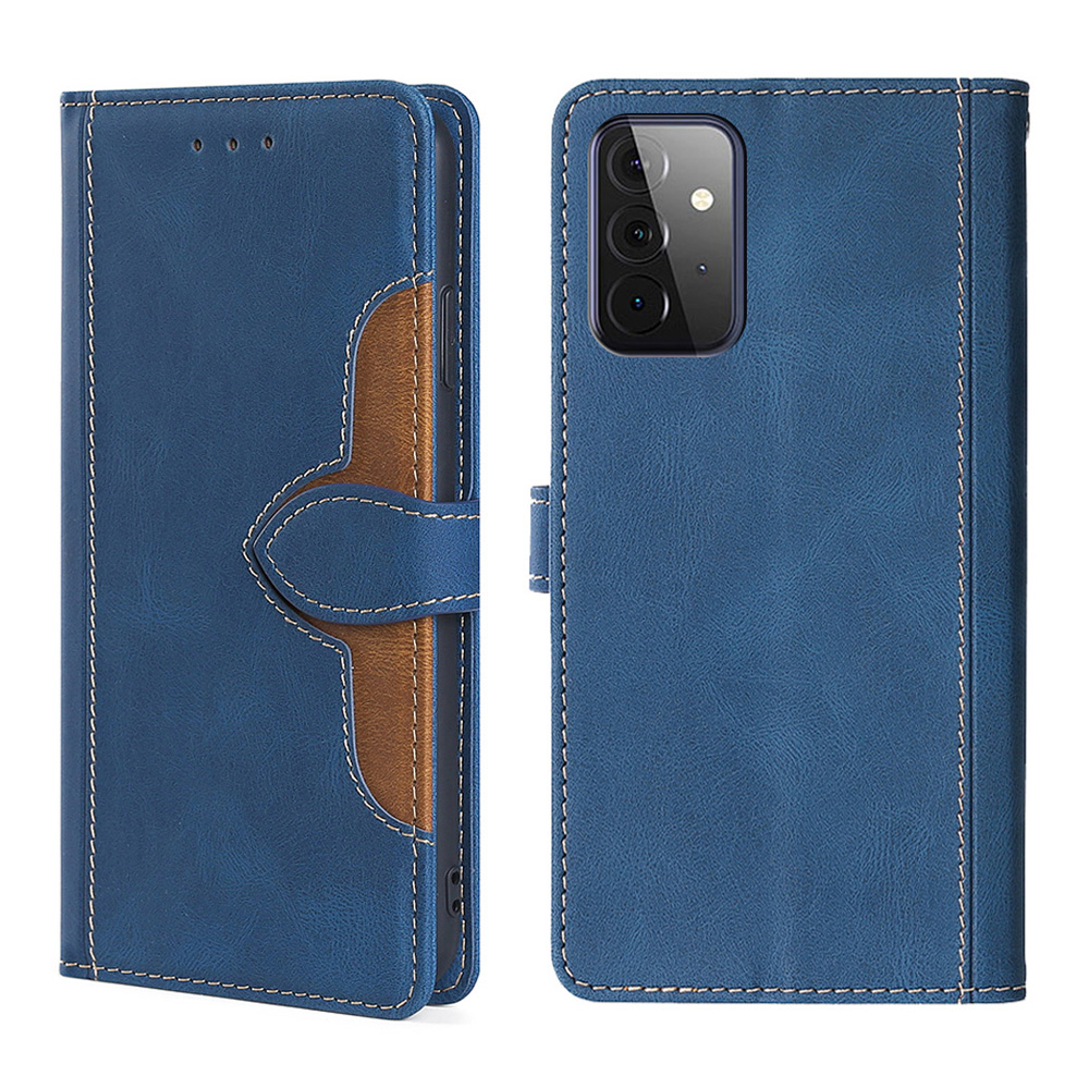 

Contrast Color Leather Phone Cover Для Samsung Galaxy A72 4G/5G - Синий, Galaxy A72 4G