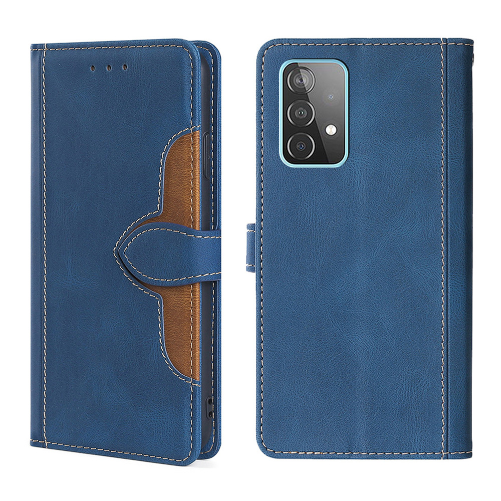

Stylish Color Matching Leather Phone Cover Case for Samsung Galaxy A52 4G/5G / A52s 5G - Blue, Galaxy A52 4G