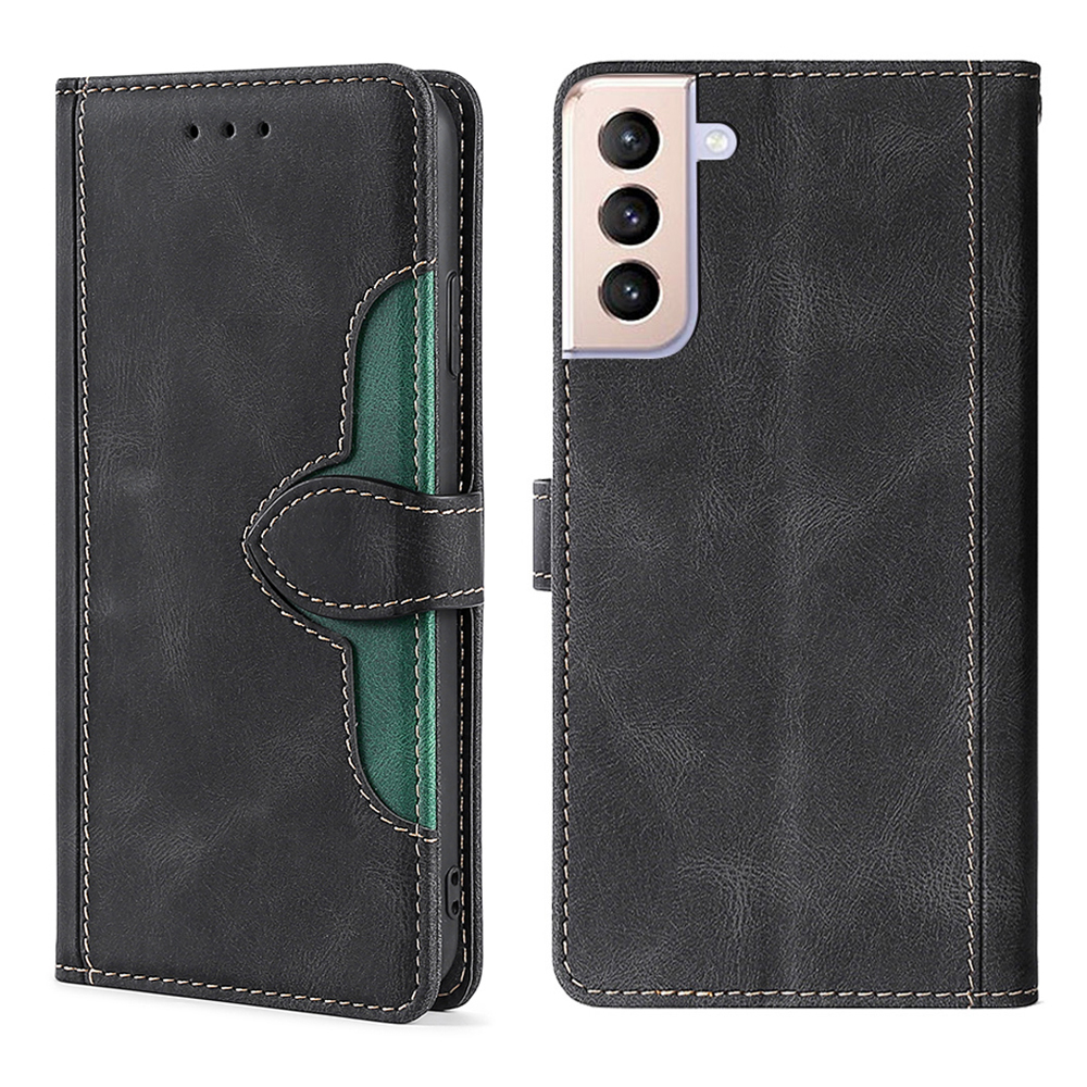 

Well-Protected Stylish Color Matching Leather Phone Cover Case for Samsung Galaxy S21 5G - Black, Galaxy S21 5G