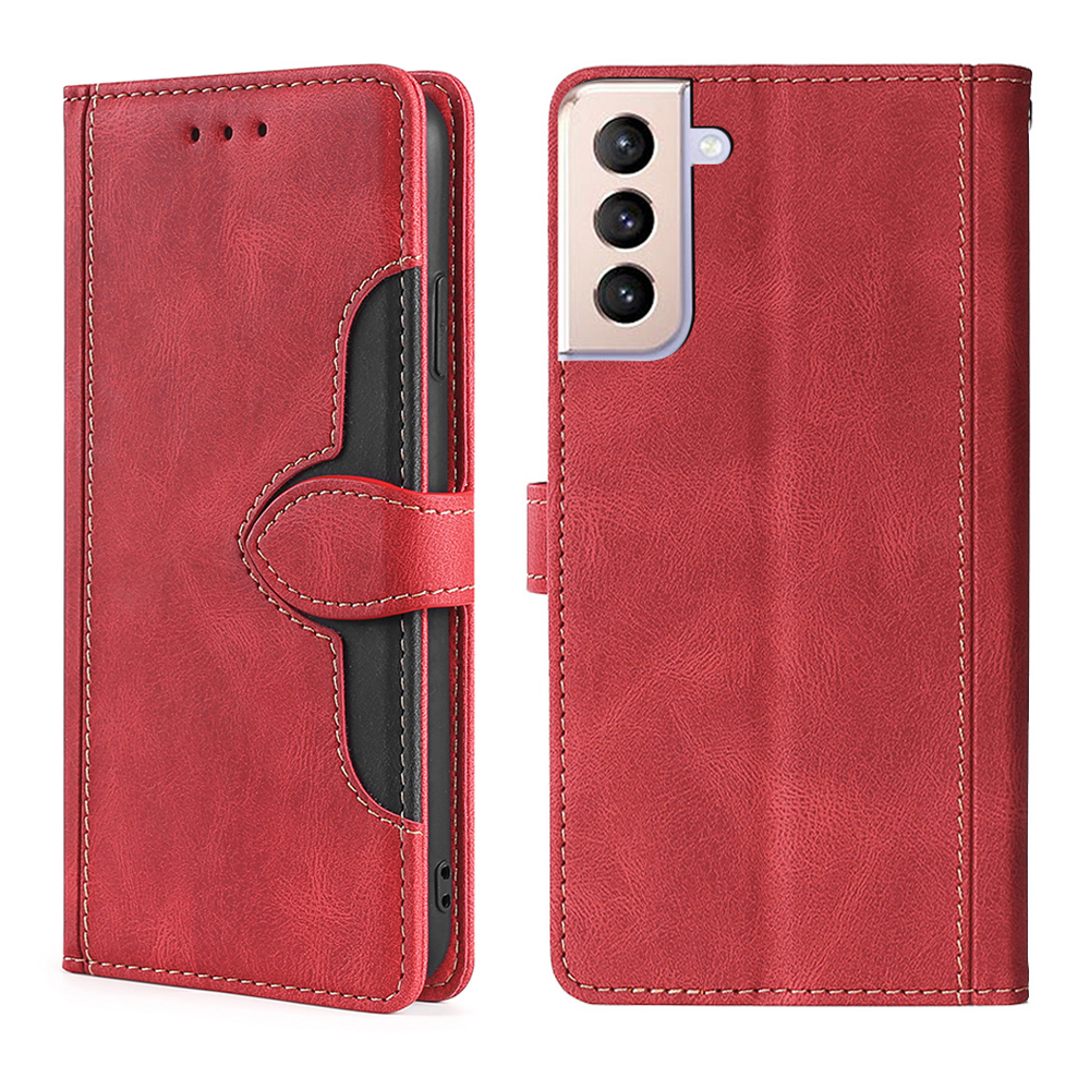 

Well-Protected Stylish Color Matching Leather Phone Cover Case for Samsung Galaxy S21 5G - Red, Galaxy S21 5G