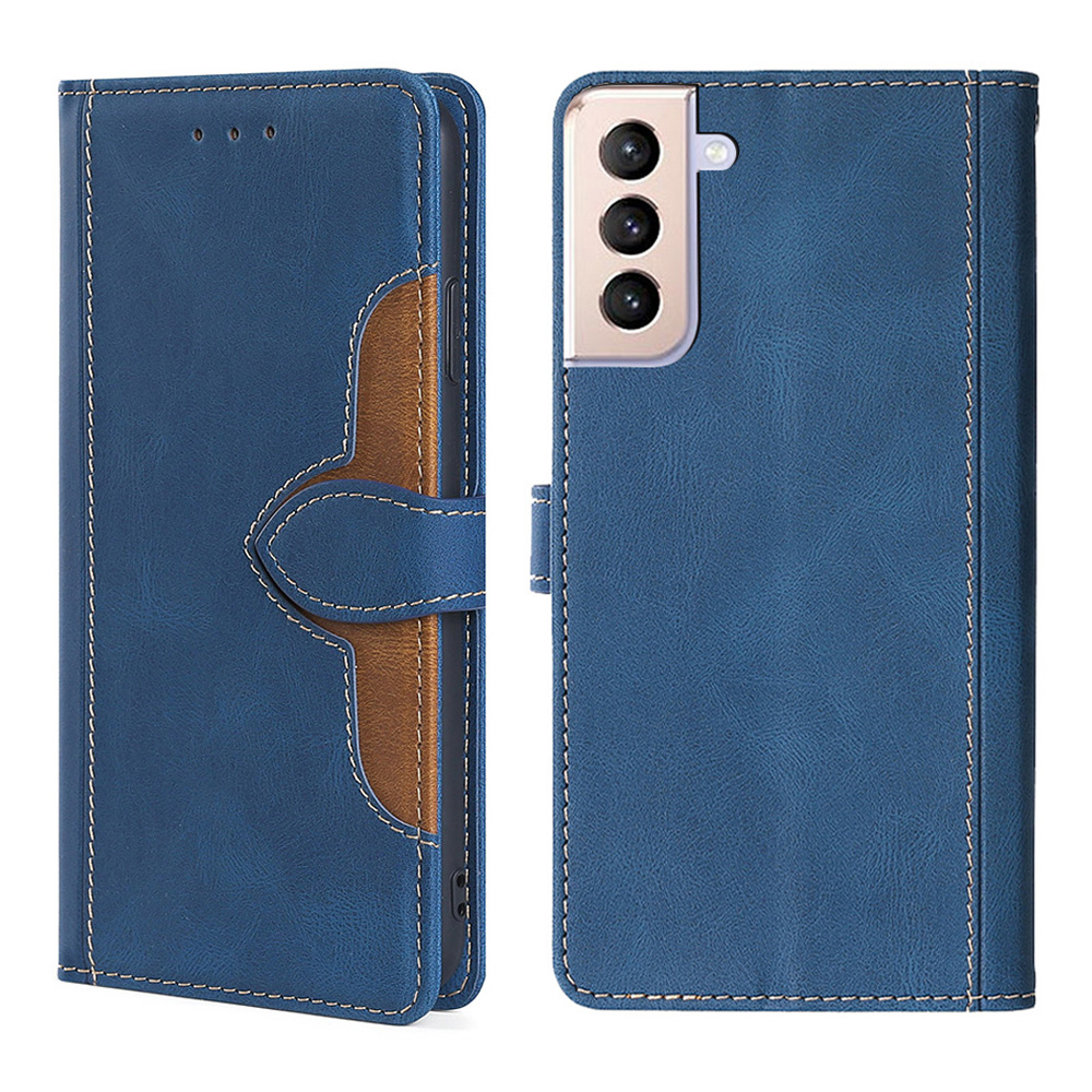 

Well-Protected Stylish Color Matching Leather Phone Cover Case for Samsung Galaxy S21 5G - Blue, Galaxy S21 5G