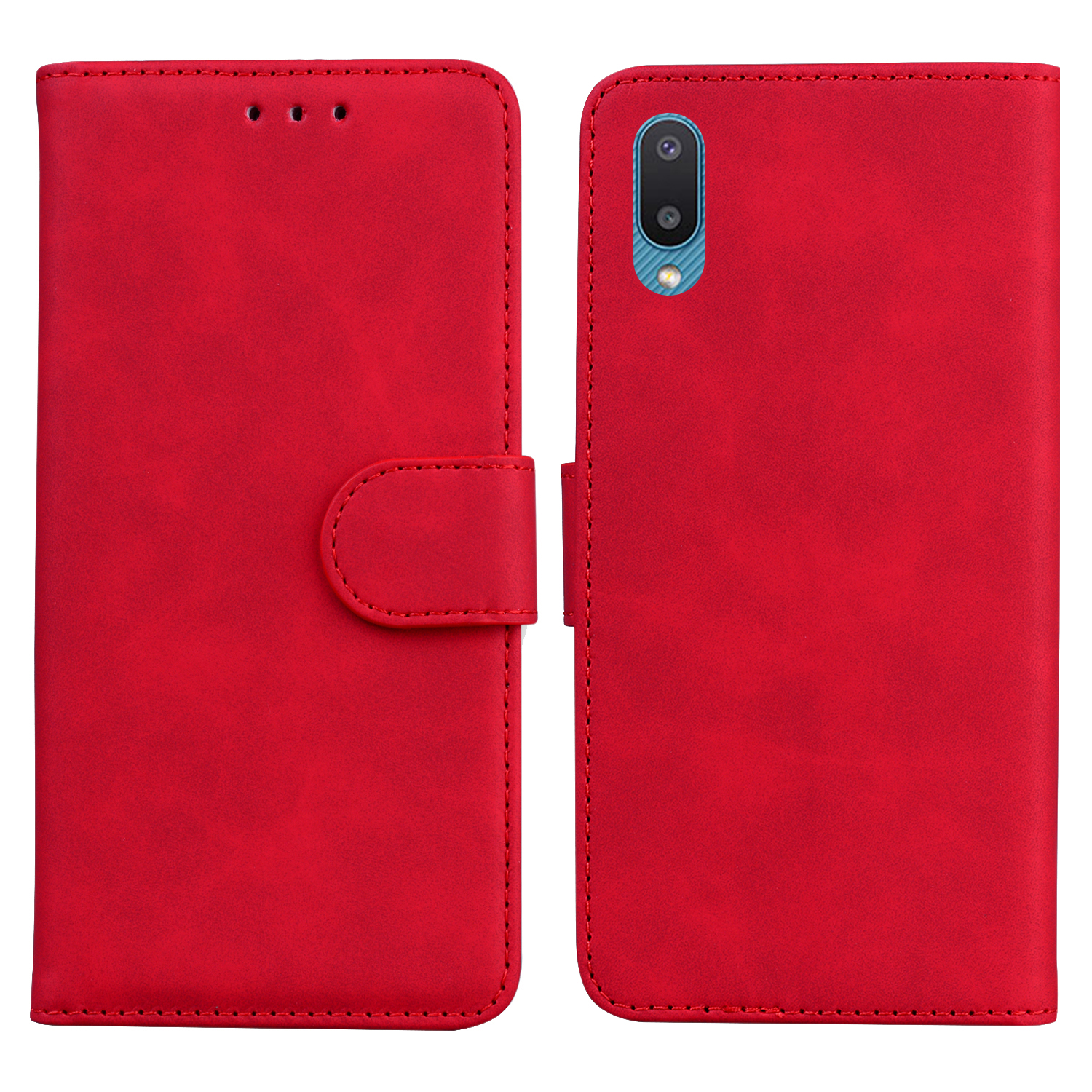 

Wallet Stand Magnetic Clasp PU Leather Case for Samsung Galaxy M02 / A02 - Red, Galaxy M02