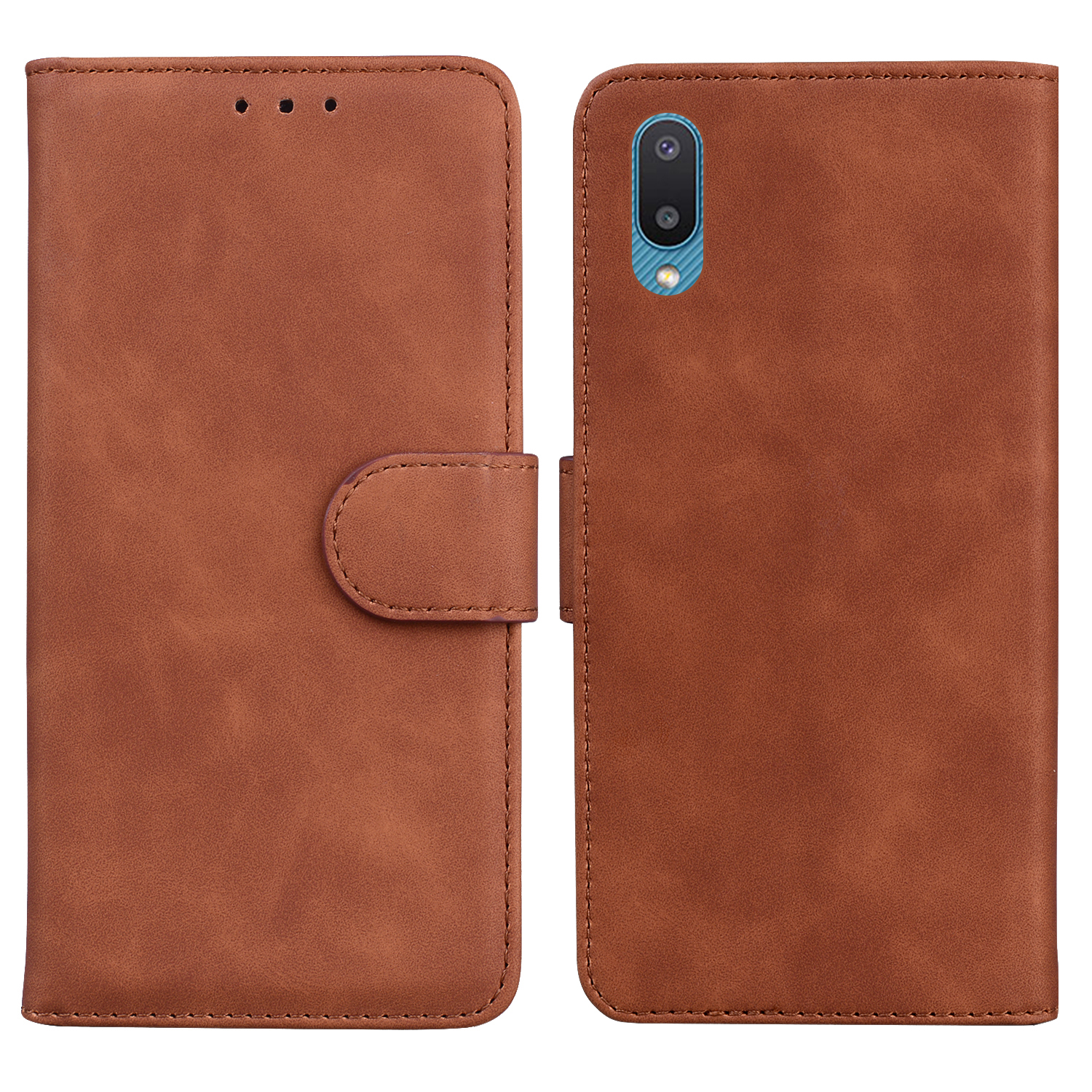 

Кошелек Стенд Магнитный Зажим PU Кожаный Чехол Для Samsung Galaxy M02 / A02 - Коричневый, Galaxy M02
