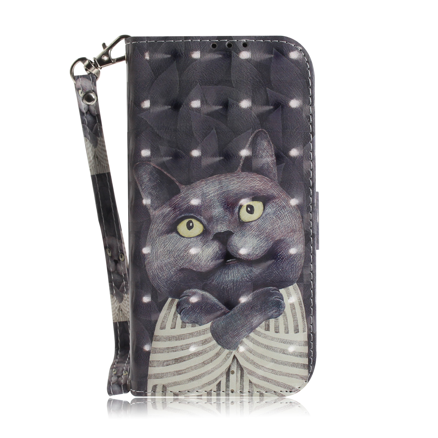 

3D Pattern Printing PU Leather Wallet Stand Full-Protection Phone Shell Case for Samsung Galaxy A72 4G/5G - Cat, Galaxy A72 5G
