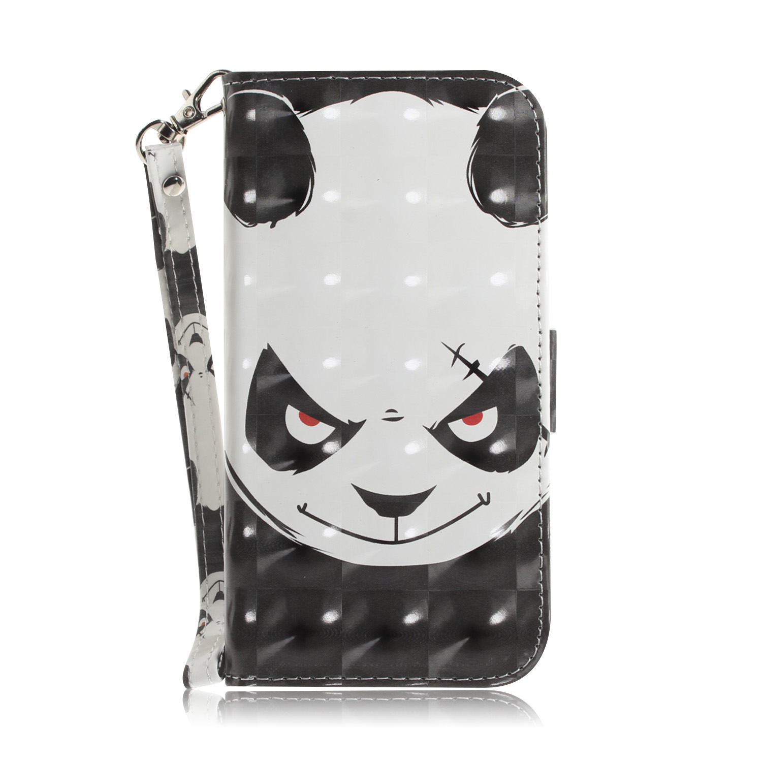 

3D Pattern Printing PU Leather Wallet Stand Full-Protection Phone Shell Case for Samsung Galaxy A72 4G/5G - Panda, Galaxy A72 5G