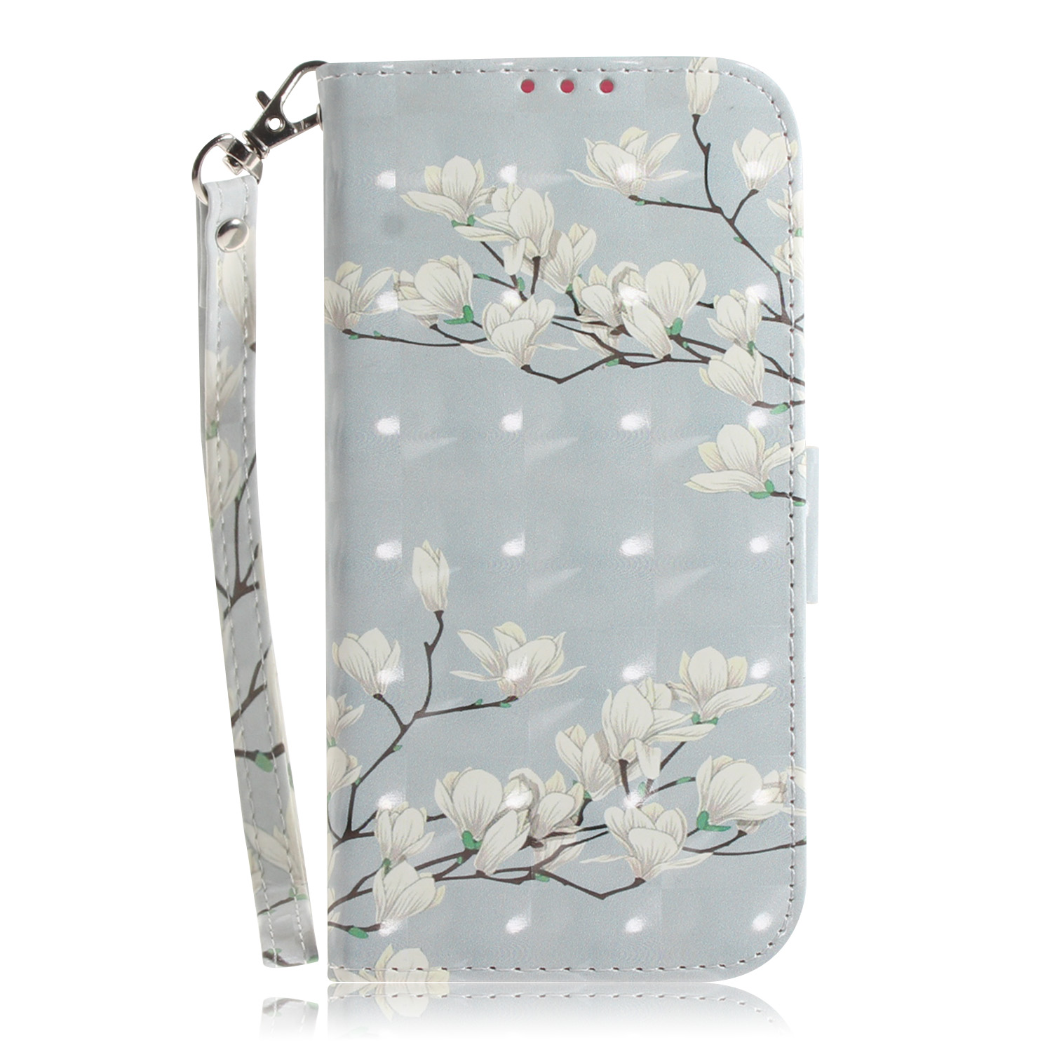 

3D Pattern Price Peptine PU Кожаный Бумажник Стенд Полный Защитный Чехол Для Телефона Корпус Для Samsung Galaxy A72 4G / 5G - Белый Цветок, Galaxy A72 5G
