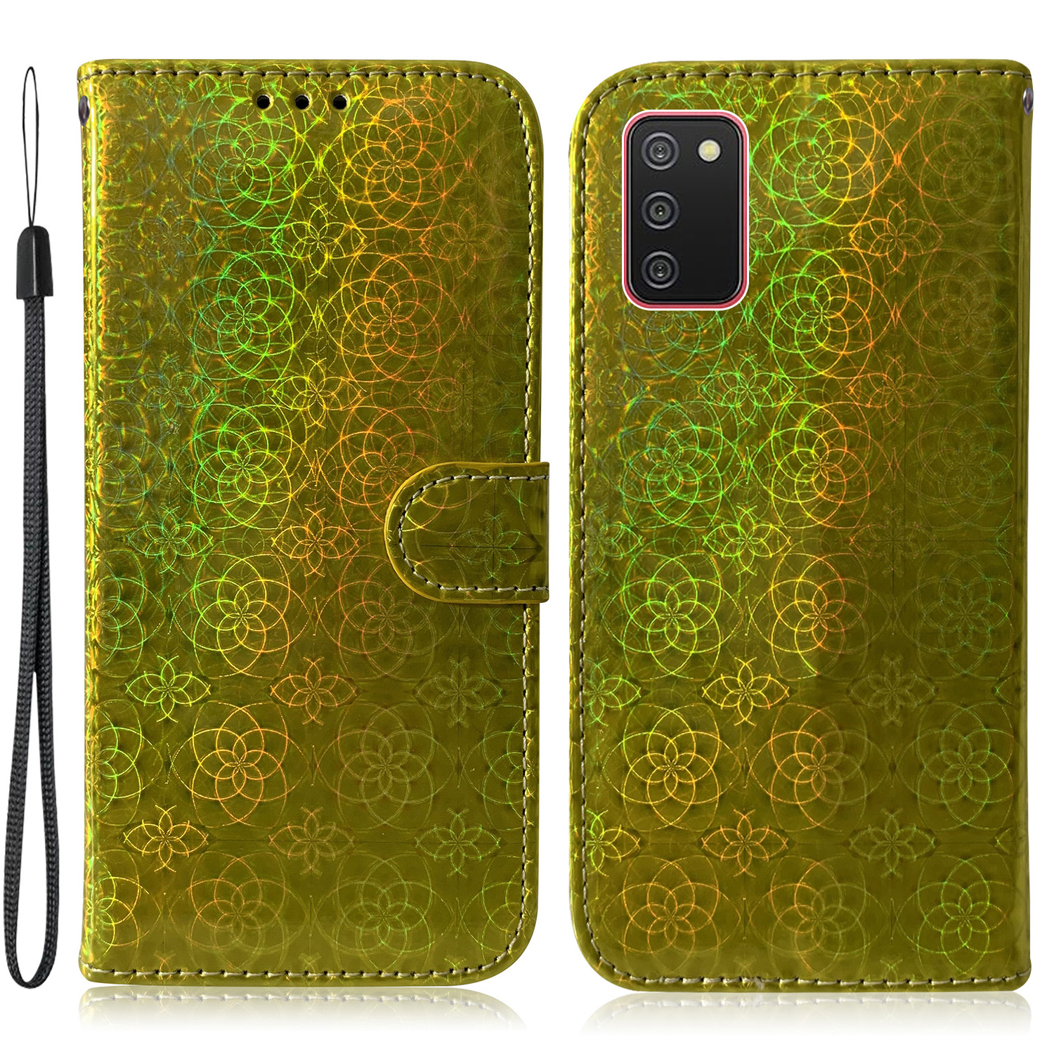 

Цветочный Узор Кожаный Стенд Кошелек Крышка Чехол Для Samsung Galaxy A02S (164,2x75,9 Хх9,1 Мм) - Зеленый, Galaxy A02s (164.2x75.9x9.1mm)